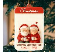 Adorno de Navidad de madera personalizado con diseño de Papá Noel y la Sra. Claus, con texto en inglés "Growing Old Together Since Sant", romántico para marido, esposa, novio o novia