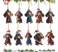 Adorno de Navidad de Perro Salchicha 10 Piezas,Dachshund decoración de Navidad,Colgante de Perro Salchicha de Navidad,Colgantes Decorativos Navideños Acrílico,para Arbol de Navidad (Acrílico-3)