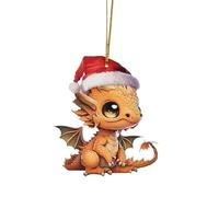 Adorno de Navidad, dragón acrílico con huevo de bebé, decoración colgante para árbol de Navidad y decoración del hogar, creando un ambiente festivo mágico (E)