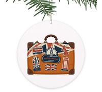 Adorno de Navidad, maleta de viaje Londres Reino Unido, divertido recuerdo de vacaciones decoración colgante de árbol de Navidad para amigos, familia