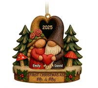Adorno de Navidad personalizado con texto en inglés "Growing Old Together", adorno de madera con corazón rojo, efecto 3D, recuerdo de aniversario personalizado para marido y esposa, 2D