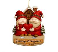 Adorno de Navidad personalizado con texto en inglés "Growing Old Together", adorno de madera con corazón rojo, efecto 3D, recuerdo de aniversario personalizado para marido y esposa, 2D