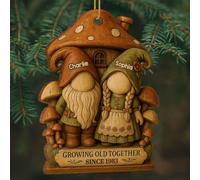 Adorno de Navidad personalizado con texto en inglés "Growing Old Together", adornos vintage de pareja enana, adornos de madera para que crezcan juntos desde la pareja, regalos para abuelos