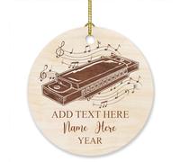 Adorno de Navidad personalizado para reproductor de armónica, instrumento musical de armónica, adorno de Navidad 2023, texto personalizado, año y nombre, músicos, adornos de Navidad, regalos para los