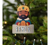 Adorno de Navidad Personalizado Rey Baltasar - Decoración navideña en madera - Vintiun - Personalizable con nombre
