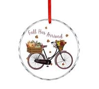 Adorno de Navidad, recuerdo de otoño ha llegado para colgar en el árbol de Navidad, divertido recuerdo conmemorativo de Acción de Gracias, adornos de cristal redondos de 7,5 cm, regalos de Navidad