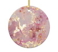 Adorno de Navidad redondo de cerámica con textura de mármol dorado, decoración festiva para colgar, decoración personalizada, recuerdo