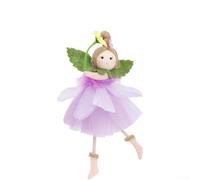 Adorno de niña de hadas de primavera, colgante de poliéster de 21 cm con falda de tul para fiesta, boda y decoración de vacaciones (morado)