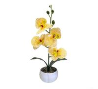Adorno de orquídea en maceta impreso en 3D que refleja las características de Phalaenopsis a través de simulación de película y precisión (amarillo)