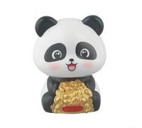 Adorno de panda con la cabeza alimentado por energía solar para coche y plantas en maceta, figura hecha a mano que añade ambiente y simbolismo cultural positivo (A)
