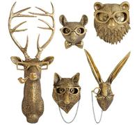 Adorno de pared con cabeza 3D, decoración de ciervo, adornos de conejo, esculturas de pared de cabeza de animal, estatua de arte moderno, cabezas de animales, accesorios para el hogar, decoración de