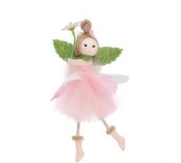 Adorno de Pascua de niña ángel con falda de tul dinámica para centro de mesa, grupo de soportes escalonados o serie para colgar en la pared (rosa)