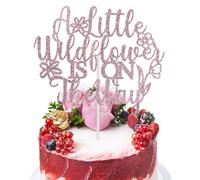 Adorno De Pastel De Baby Shower, A Little Wildflower Is on The Way Decoraciones De Baby Shower Revelación De Género De Temática Floral Suministros De Fiesta De Baby Shower, Brillo De Oro Rosa