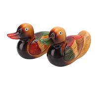 Adorno de Pato, Estatuas de Pato Mandarín de Madera, Figuras Pintadas Talladas a Mano, Estatuilla de Pájaros de Amor, Estatua de Pájaro de Jardín, Escultura Artística, Regalos de Boda, Decoración