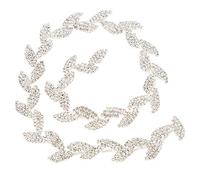Adorno de Pedrería en Cristal, 1 Yarda de Longitud, Diseño de Hoja para Vestidos de Novia, Collares y Tocados, Elegante Aplique Decorativo