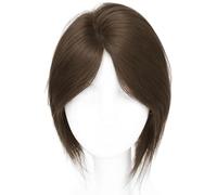 Adorno de pelo corto, adornos para el cabello con flequillo, parte lateral media invisible, Clip en adorno corto, flequillo adelgazante marrón claro para mujeres
