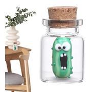 Adorno de pepino en tarro de pepinillos, decoración de botellas de pepinillos, Pequeños pepinillos encurtidos de vidrio en una botella, Pequeños pepinillos de cristal que gritan en una