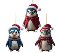 Adorno de pingüino acrílico - Decoración de invierno 2D, linda decoración de árbol de Navidad, colgante festivo de animales, adorno ligero e irrompible con bordes lisos | Decoraciones navideñas de