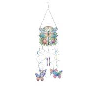 Adorno de pintura artística de diamantes, 5D creativo de mariposa de viento, adorno colgante de diamante, kit de colgar ventana de doble cara-04-libélula