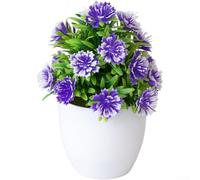 Adorno de planta artificial en maceta con diseño de camelia realista, bonsái de plástico de 18 cm para decoración de mesa interior o jardín al aire libre, rojo de bajo mantenimiento (morado)