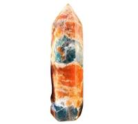 Adorno de prisma Hexagonal pulido con piedra cruda de sol dorado de fosforita azul de cristal Natural