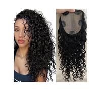 adorno de rayita Postizos for el cabello for mujeres de 8 a 22 pulgadas de largo, ondulados y rizados, 150% de densidad, cabello virgen europeo negro natural, 15 x 16 cm, base de seda, piezas de cabe