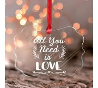 Adorno de recuerdo con texto en inglés «All You Need Is Love», para San Valentín, romántica, con cita de amor, acrílico, para colgar en la ventana, para interiores, hogar, dormitorio, decoración