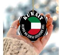 Adorno de recuerdo de Kuwait con la bandera mundial mundial de The Greatest Place on Earth, adorno de Navidad, decoración interior del hogar, adornos decorativos de porcelana de cerámica, colgante