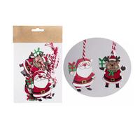 Adorno de reno y Papá Noel - 4 x 6 cm