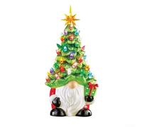 Adorno de resina con luz de gnomo de Navidad alimentado por pilas, decoración compacta inalámbrica para el hogar, oficina, aula, departamento pequeño, exhibición de vacaciones, multicolor, 8 pulgadas