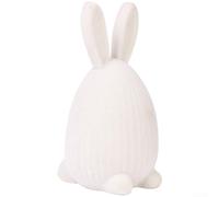 Adorno de resina de temporada con conejo de Pascua y huevo con acabado flocado para uso en mesa de fiesta y decoración del hogar (blanco)