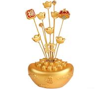 Adorno de resina para coche, calabaza dorada, árbol del dinero para cristal Feng Shui símbolo de la suerte decoración para escritorio y hogar (E)