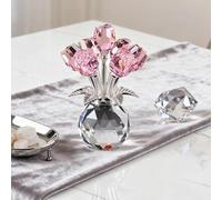 Adorno de rosa de cristal, un símbolo atemporal de elegancia y amor, flores rojas 3D, flores de cristal con tallos, figuras de flores rojas coleccionables, regalos para mujeres