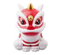 Adorno de tablero de danza de león automático con energía solar para inspirar prosperidad y energía positiva (rojo)