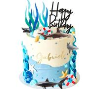 adorno de tarta tiburón figura tiburón bajo el mar decoración para baby