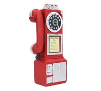 Adorno de Teléfonos Retro, Montado en la Pared, Vintage, Giratorio, Aspecto Clásico, Modelo de Teléfono Público, Decoración para el Hogar, Cafetería, Hotel (Rojo)