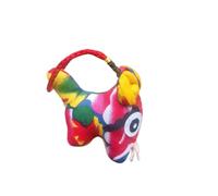 Adorno de tigre de tela hecho a mano, Cloth Tiger Ornament Handmade Folk Craft Figurine Souvenir Door Opener Multicolor(Red)