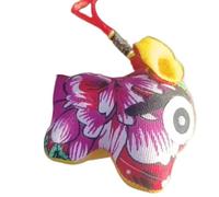 Adorno de tigre de tela hecho a mano, Cloth Tiger Ornament Handmade Folk Craft Figurine Souvenir Door Opener Multicolor(Purple)