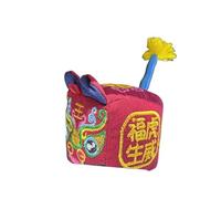 Adorno de tigre de tela hecho a mano, Cloth Tiger Sandbag Multicolor Embroidery Folk Handicraft Lion Dance Spring Festival(Purple)