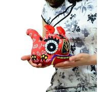 Adorno de tigre de tela hecho a mano, Handmade Chinese Folk Cloth Tiger Ornament Multicolor Home Decor Souvenir(Red)