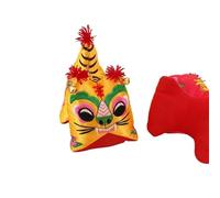 Adorno de tigre de tela hecho a mano, Handmade Cloth Tiger Embroidery Zipper Folk Art Ornament Multicolor 14.5x9x14cm(Yellow)