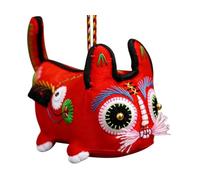 Adorno de tigre de tela hecho a mano, Multicolor Handmade Cloth Tiger Embroidery Ornament Traditional Chinese Folk Art(Red)