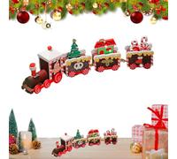 Adorno de tren de Navidad, adorno de tren de madera para Navidad, lindas figuras de Navidad, tren de Navidad, estatua, decoración de mesa pequeña pintada para el escritorio y el hogar