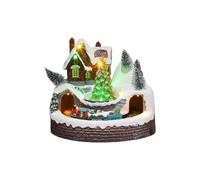 Adorno de tren de Navidad musical en miniatura con luces brillantes para decoración de Navidad, oficina, día festivo