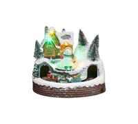 Adorno de tren de Navidad musical en miniatura con luces brillantes para decoración de Navidad, oficina, día festivo