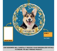 Adorno de Vidrio Personalizado con Foto de Mascota - Añade tu Propia Imagen de Perro o Gato - Decoración Redonda Colgante para Navidad, y Fiestas - Regalo de Vidrio Ideal para y Amantes de Mascotas