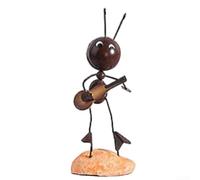 Adorno decorativo de mini hormigas para exteriores para pared de jardín y patio con construcción de hierro resistente a la intemperie y acabado único pintado a mano (D)