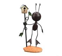 Adorno decorativo de mini hormigas para exteriores para pared de jardín y patio con construcción de hierro resistente a la intemperie y acabado único pintado a mano (L)