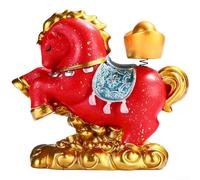 Adorno decorativo de resina chino para Zodíaco caballo para vehículo y escritorio, resaltando la fortuna y lo positivo con detalles artísticos (Hong You Qian)