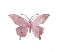 Adorno decorativo para árbol de metal, diseño de mariposa, colgante para el hogar, vacaciones, decoración interior, oro, 25 x 15 cm (rosa)